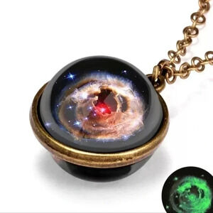 Galaxy Space Planet Glass Necklace